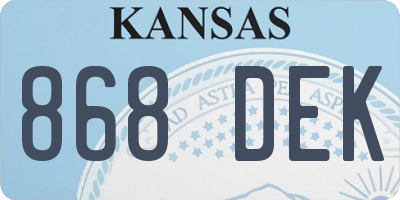 KS license plate 868DEK