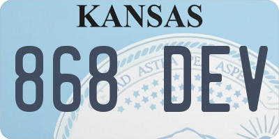 KS license plate 868DEV