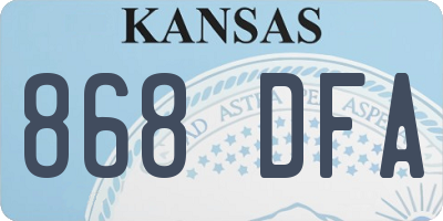 KS license plate 868DFA