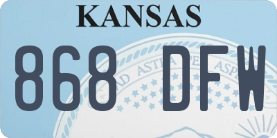 KS license plate 868DFW