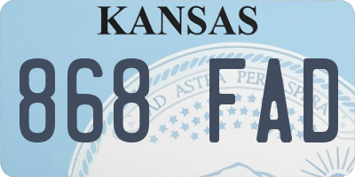 KS license plate 868FAD