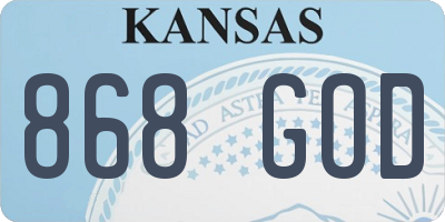 KS license plate 868GOD