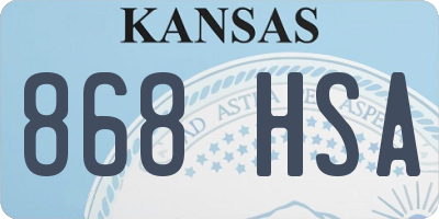 KS license plate 868HSA