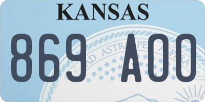 KS license plate 869AOO