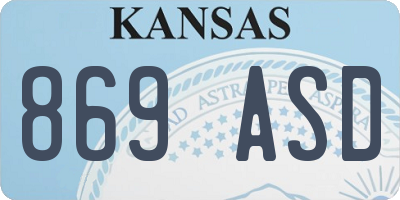 KS license plate 869ASD