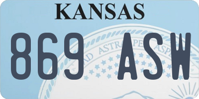 KS license plate 869ASW