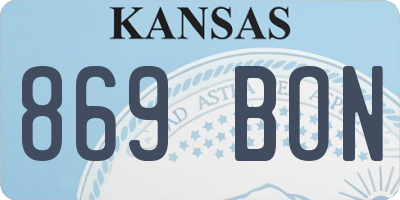 KS license plate 869BON
