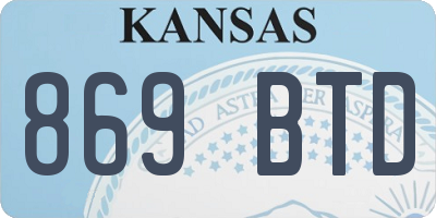KS license plate 869BTD