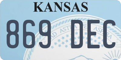 KS license plate 869DEC