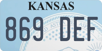 KS license plate 869DEF