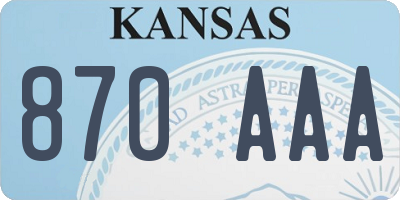 KS license plate 870AAA