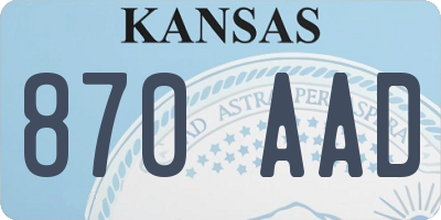 KS license plate 870AAD