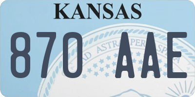 KS license plate 870AAE