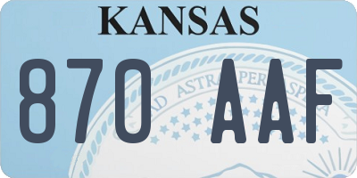 KS license plate 870AAF