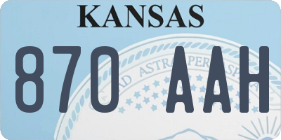 KS license plate 870AAH