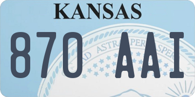 KS license plate 870AAI