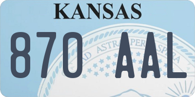 KS license plate 870AAL