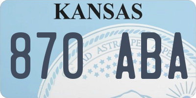 KS license plate 870ABA