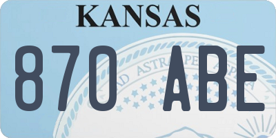 KS license plate 870ABE