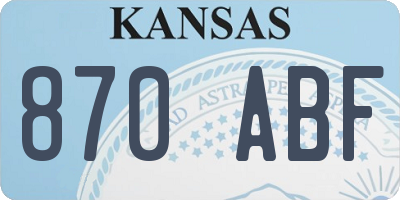 KS license plate 870ABF
