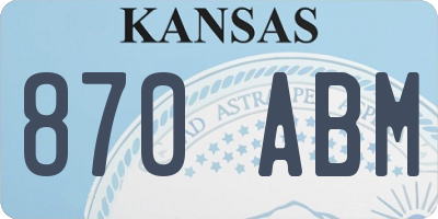KS license plate 870ABM