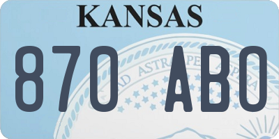 KS license plate 870ABO