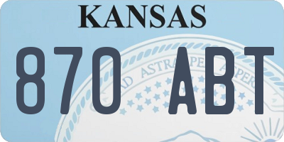 KS license plate 870ABT