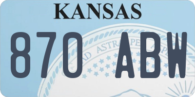 KS license plate 870ABW