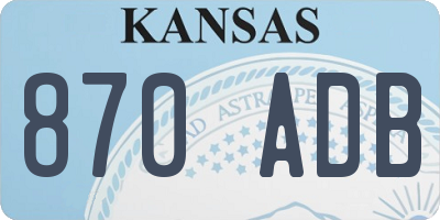 KS license plate 870ADB