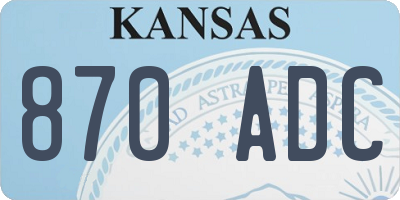KS license plate 870ADC