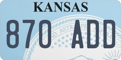 KS license plate 870ADD