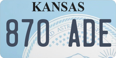 KS license plate 870ADE