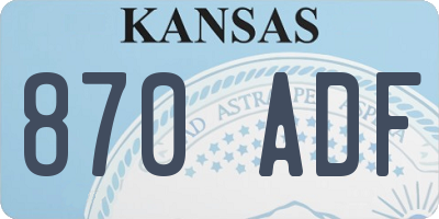 KS license plate 870ADF