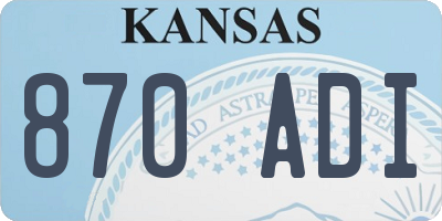 KS license plate 870ADI