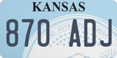 KS license plate 870ADJ