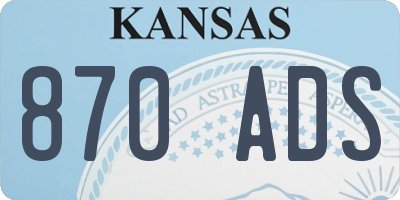 KS license plate 870ADS