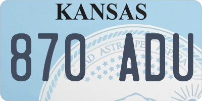 KS license plate 870ADU