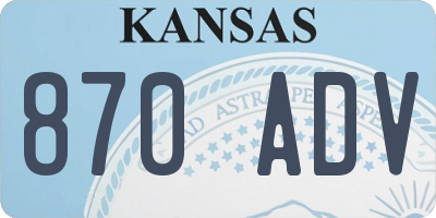 KS license plate 870ADV