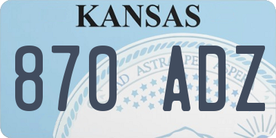 KS license plate 870ADZ