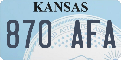 KS license plate 870AFA