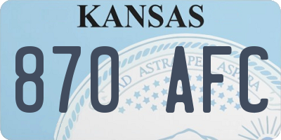 KS license plate 870AFC