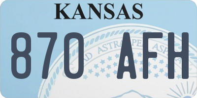 KS license plate 870AFH