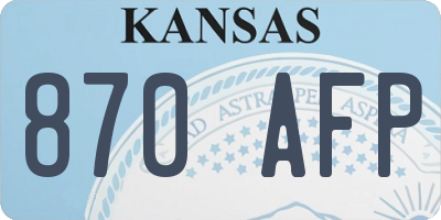 KS license plate 870AFP