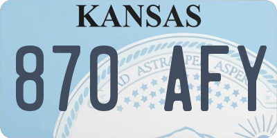KS license plate 870AFY