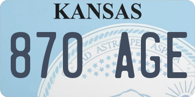 KS license plate 870AGE
