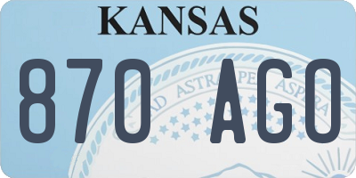 KS license plate 870AGO