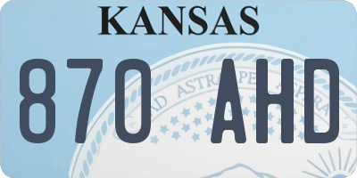 KS license plate 870AHD