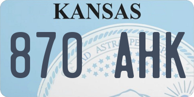 KS license plate 870AHK
