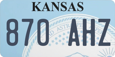 KS license plate 870AHZ