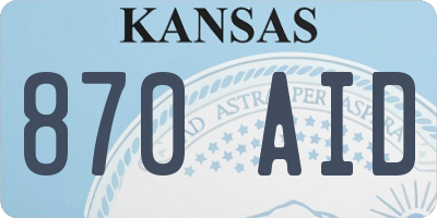 KS license plate 870AID